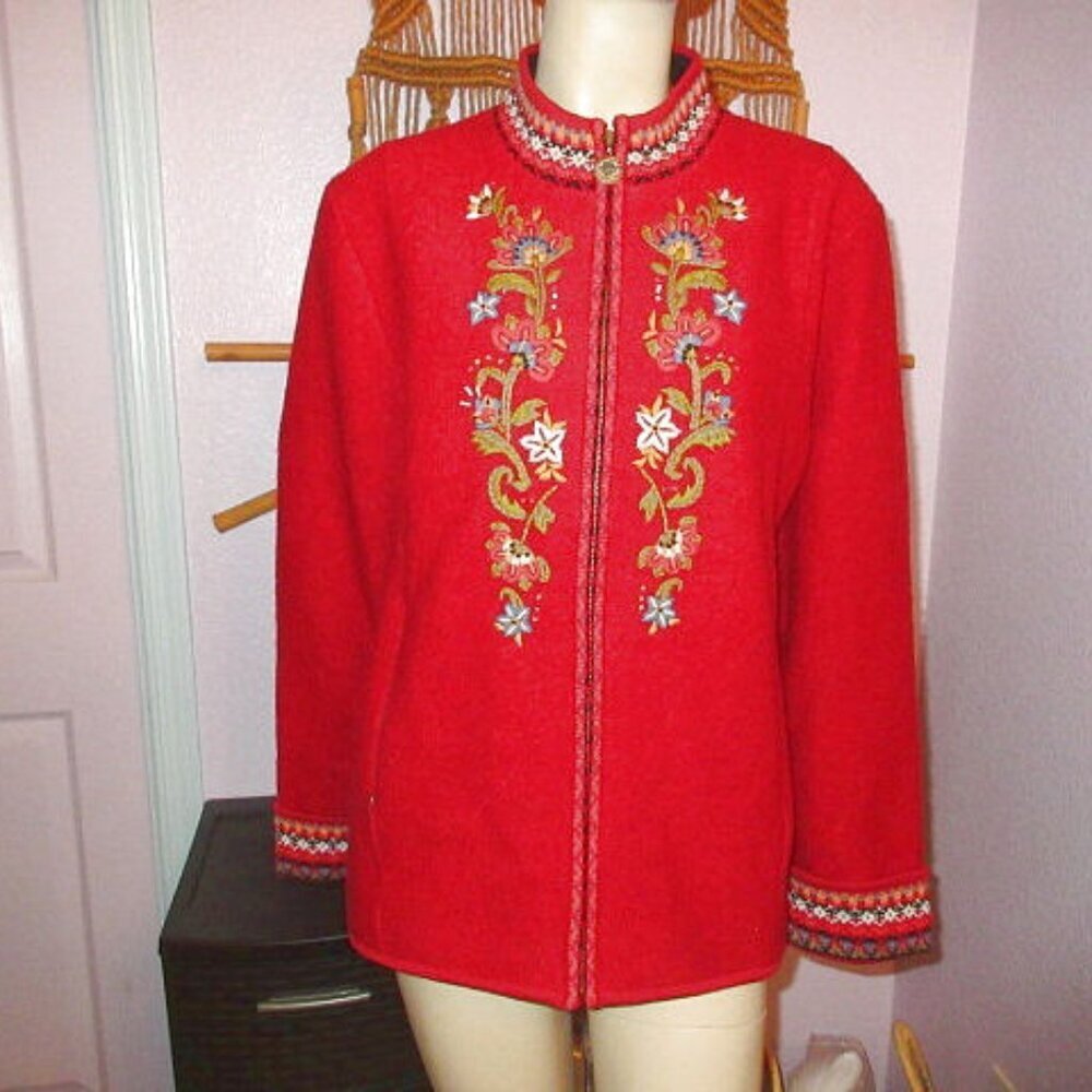 Vtg Icelandic Design Cardigan Sweater Size XL Wool Lined Full Zip Cabincore 90s